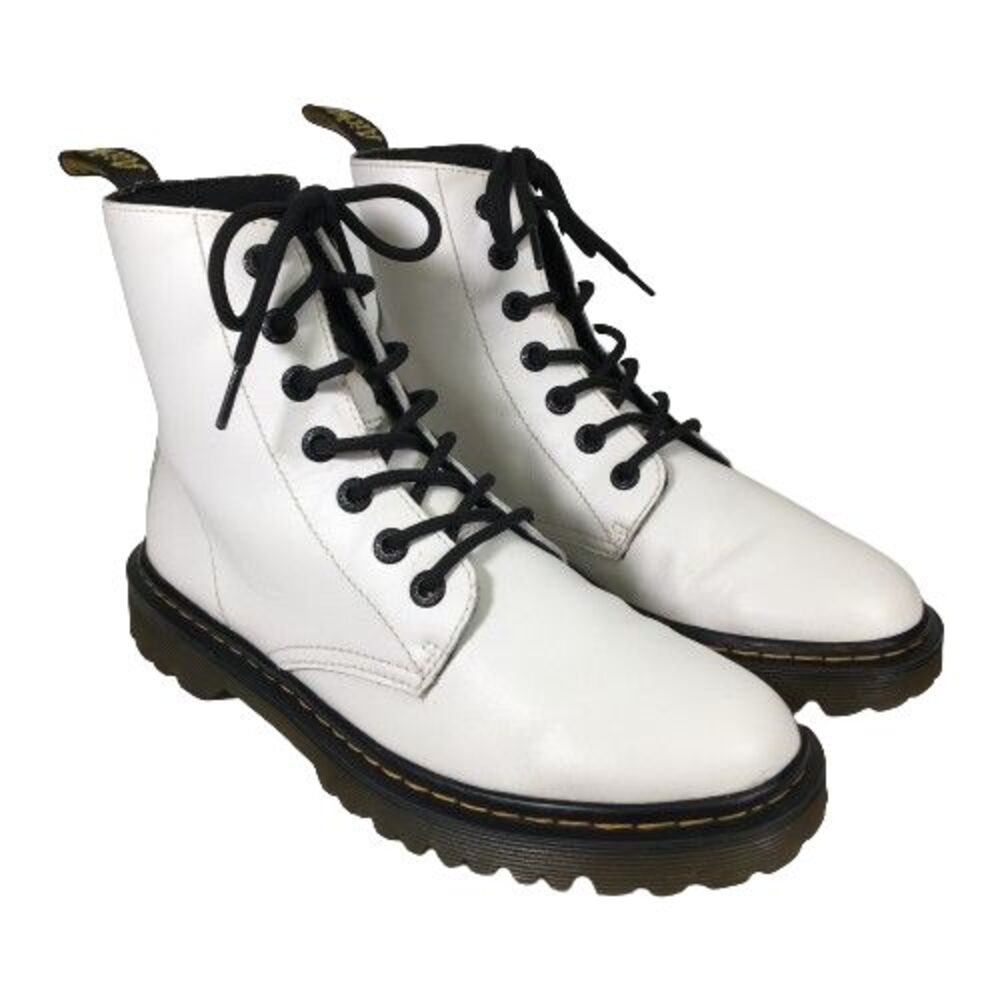 Dr Martens Size 9 EU 41 Womens White Luana Leather Lace Up Combat Boots 7-Eye